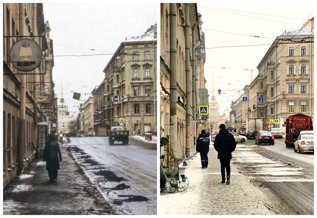Улица Дзержинского / Гороховая улица.1988 и 2021 год.