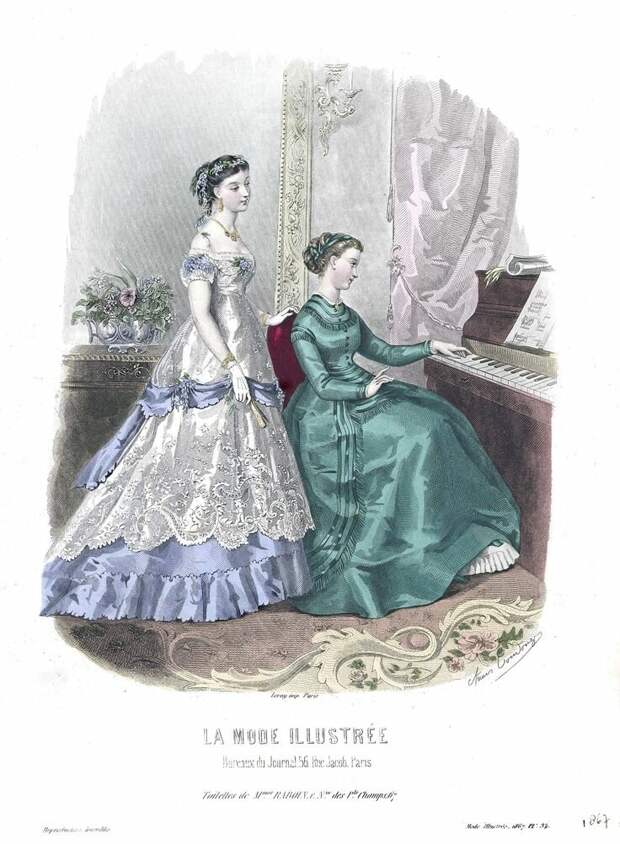 Бальное и дневное платья, 1867 год.