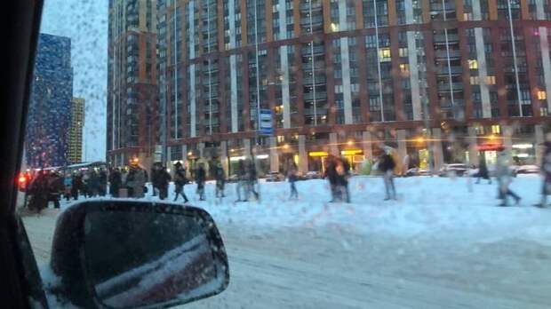 Очереди на остановках и машины в сугробах: движение в Петербурге практически парализовано из-за снегопада