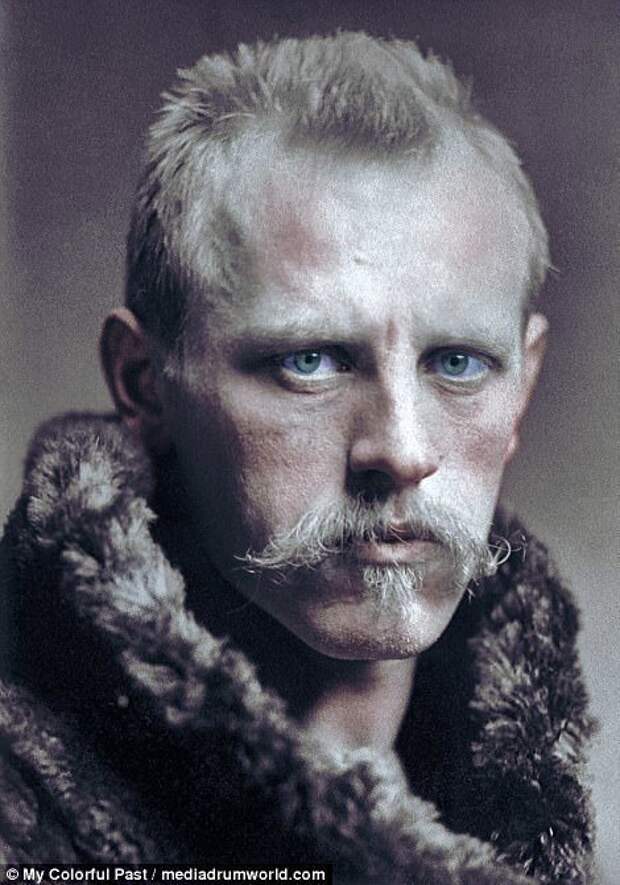 Фритьоф Нансен - норвежский учёный, полярный исследователь, наиболее известный своей успешной Гренландской экспедицией, цель которой состояла в пересечении Гренландии исторические фото, история, колоризация, полярники, полярные исследования, северный полюс, фото, экспедиции