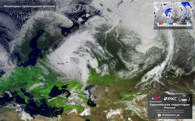 Циклон, бушующий в Рязанской области, сфотографировали из космоса