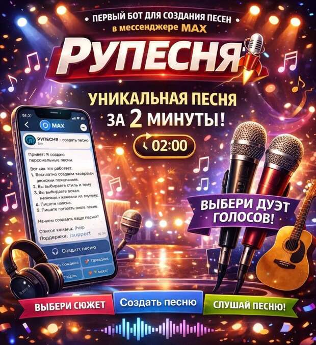 В мессенджере MAX появилась возможность создать уникальную песню всего за 2 минуты