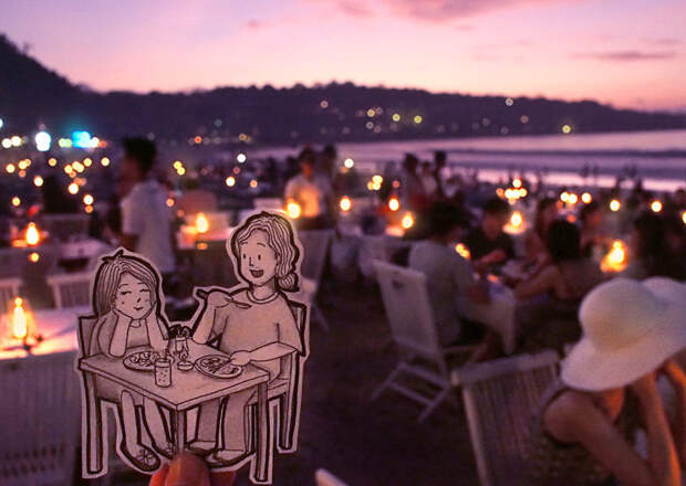Ужин при свечах на пляже в Джимбаране бали, без селфи, дудл, путешественники, путешествия, репортажи, фото, фотоотчет