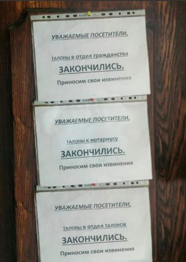 Есть целый отдел талонов?