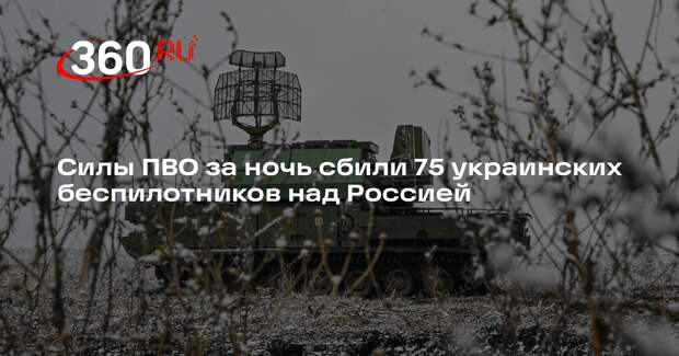 Силы ПВО за ночь сбили 75 украинских беспилотников над Россией