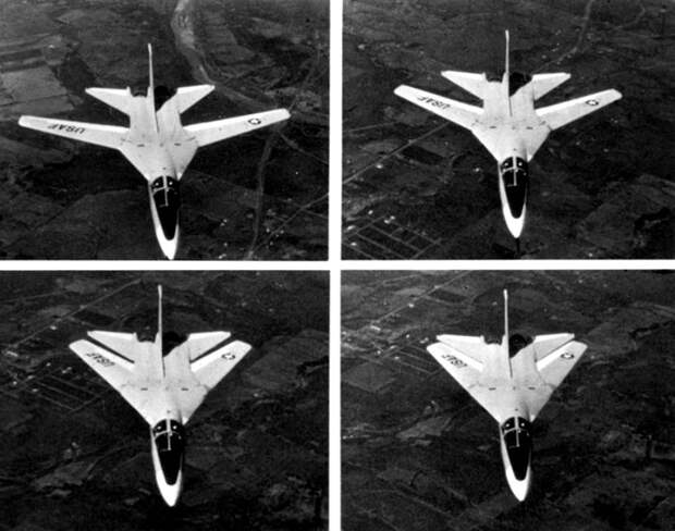 Различные положения крыла изменяемой стреловидности F-111. /Фото: wikipedia.org