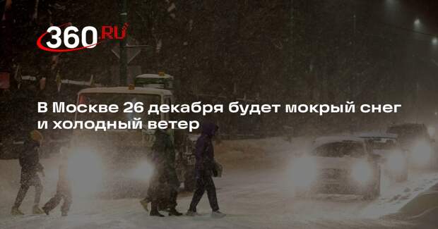 В Москве 26 декабря будет мокрый снег и холодный ветер