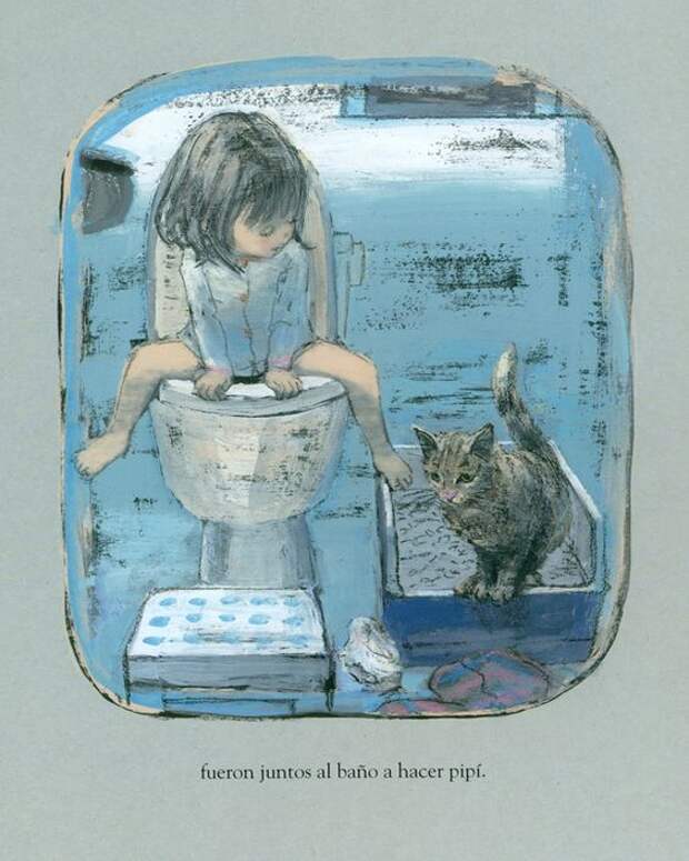 Ilustración de Komako Sakaï para su obra La pequeña Ana. #LIJ #animales #vida #dormir #gatos