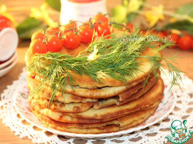 Пузырчатые лепешки с мясной начинкой