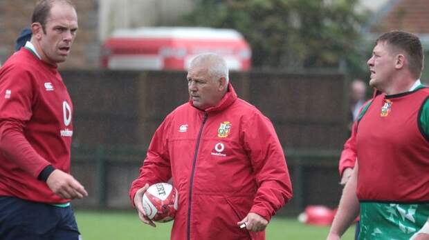 Furlong in Lions training with head coach Warren Gatland and captain Alun Wyn Jones