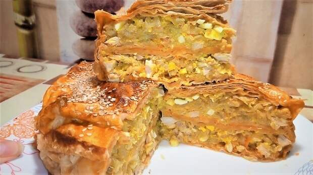 Фото к рецепту: Пирог из лаваша с капустой и мясом. Фото к рецепту: Пирог из лаваша с капустой и мясом.
