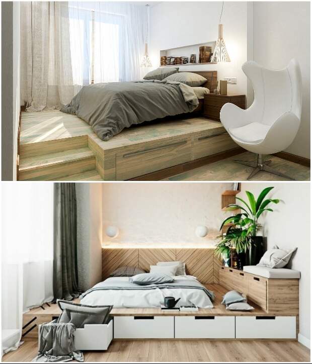Кровать-подиум станет местом для сна и зоной для хранения вещей. | Фото: asusfone.ru/ yandex.kz.