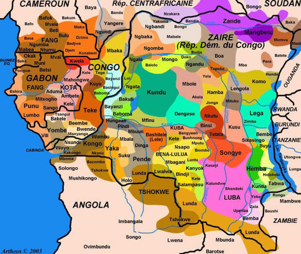 Современное расселение народов Конго