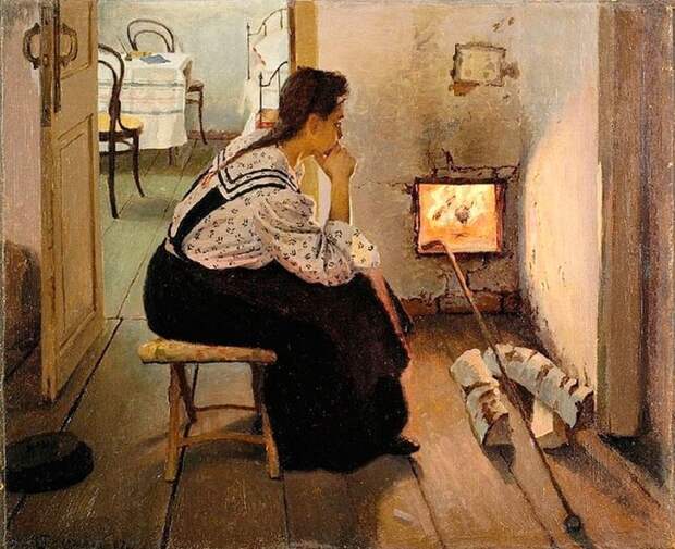 Художник Яков Калиниченко. Думы у печки./Фото: pp.userapi.com Художник Яков Калиниченко. Думы у печки./Фото: pp.userapi.com