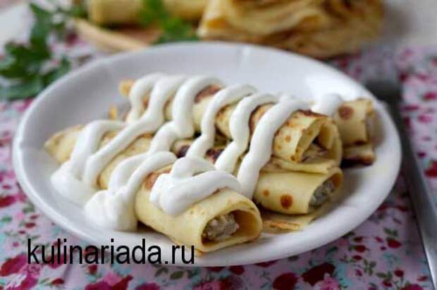 Фаршированные блинчики грибами