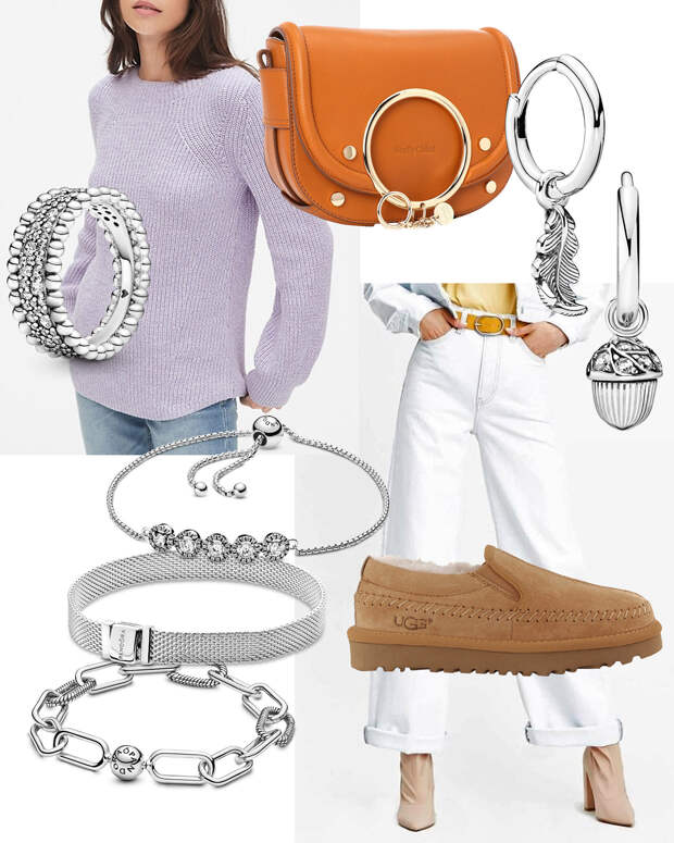 Свитер, Gap; джинсы, Levi's; сумка, See by Chloe (Rendez-Vous); мокасины, UGG; серьги, кольцо, браслеты, все Pandora.