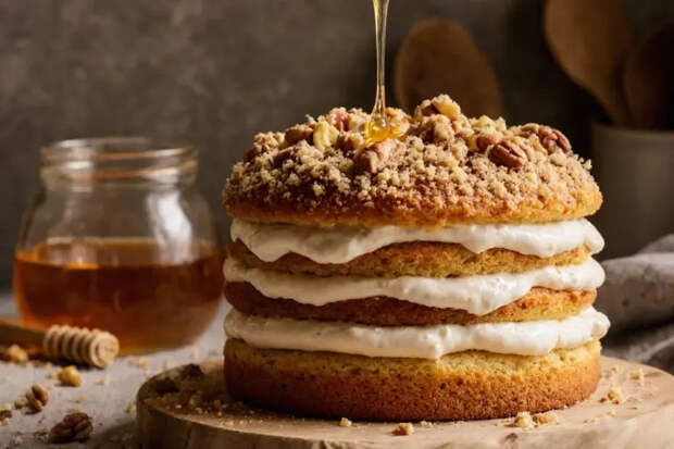 Медовый торт из готового теста