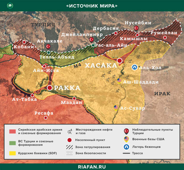 Карта зоны операции «Источник мира»