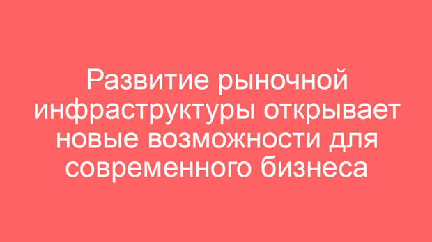 Развитие рыночной инфраструктуры открывает новые возможности для современного бизнеса
