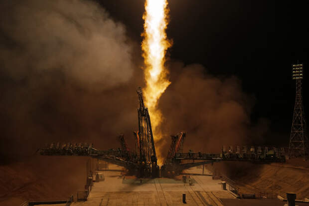 Старт космического корабля «Союз МС-12» с космодрома Байконур