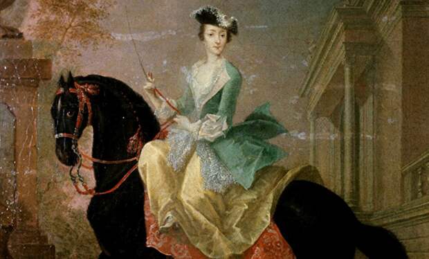 Г. Х. Гроот. Великая княгиня Екатерина Алексеевна на лошади. 1744 г. Государственный Русский музей