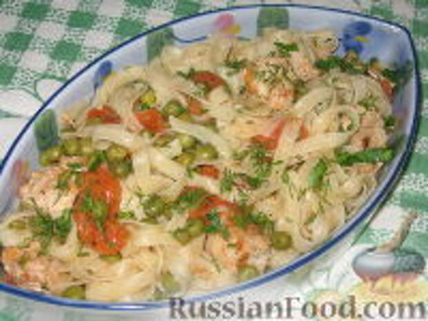Фото к рецепту: Лапша с овощами и куриным филе