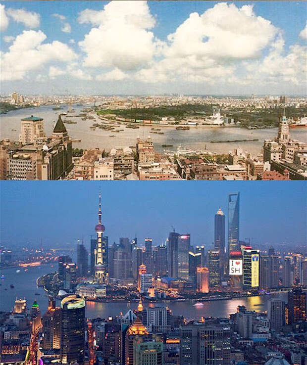 Шанхай, 1990-й и 2010-й города мира, история. архитектура