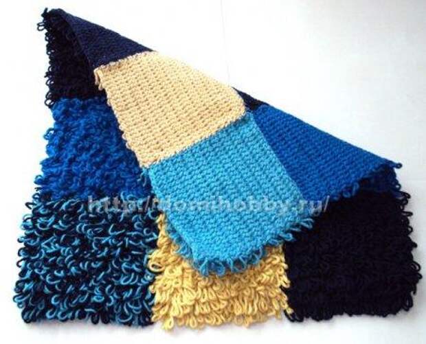 Вязание коврика узором "мех" 5