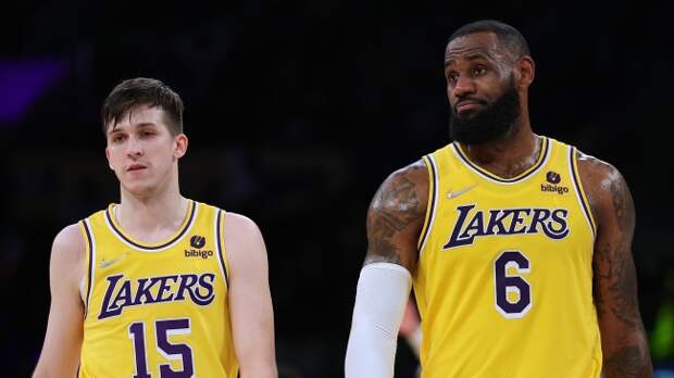Los Angeles Lakers teammates Austin Reaves and LeBron James