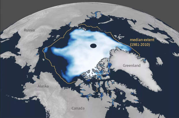 Площадь распространения арктических льдов на сентябрь 2022 года