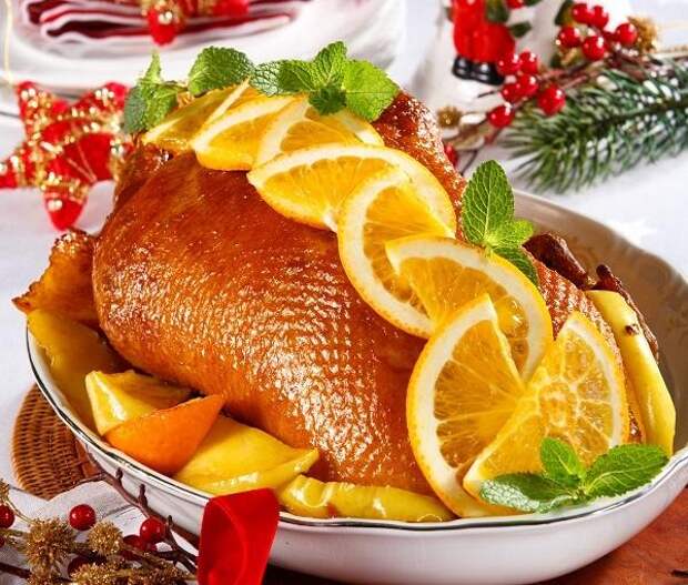 Утка, запеченная с апельсинами