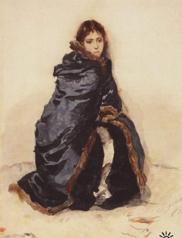 Старшая дочь Меншикова, написанная с жены художника. Эскиз. 1882 год. Автор: Василий Суриков. Старшая дочь Меншикова, написанная с жены художника. Эскиз. 1882 год. Автор: Василий Суриков.