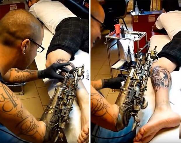 Художник делает татуировки протезом (9 фото)