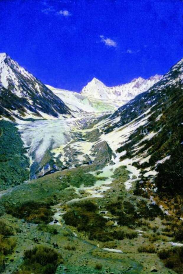 Ледник по дороге из Кашмира в Ладакх. Ледник по дороге из Кашмира в Ладакх.