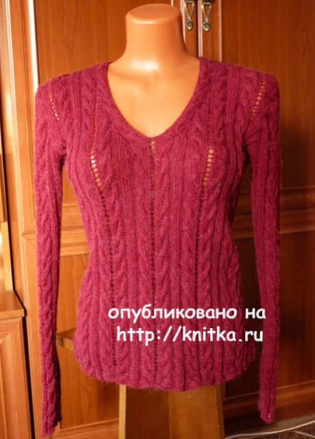 Женский пуловер + Шапка и шарф спицами