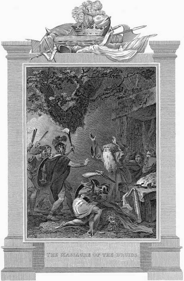 Римские солдаты, нападающие на друидов в I веке н. э., гравюра XIX века. \ Фото: google.com.