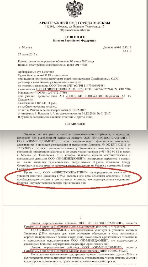 Судебное решение: «Газпром» против Пономарёвых Судебное решение: «Газпром» против Пономарёвых