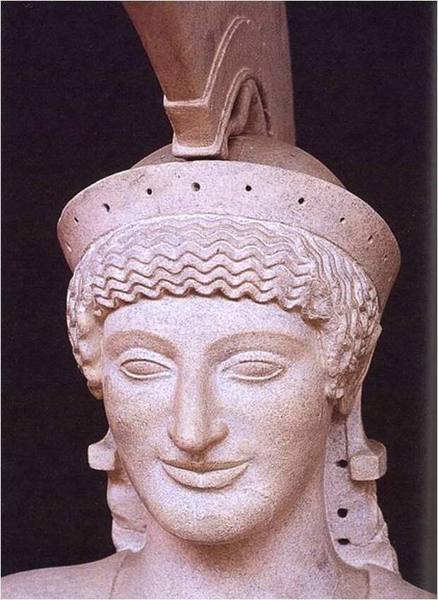Голова Афины. Фронтон греческого храма на острове Эгине, VI в. до н.э.
