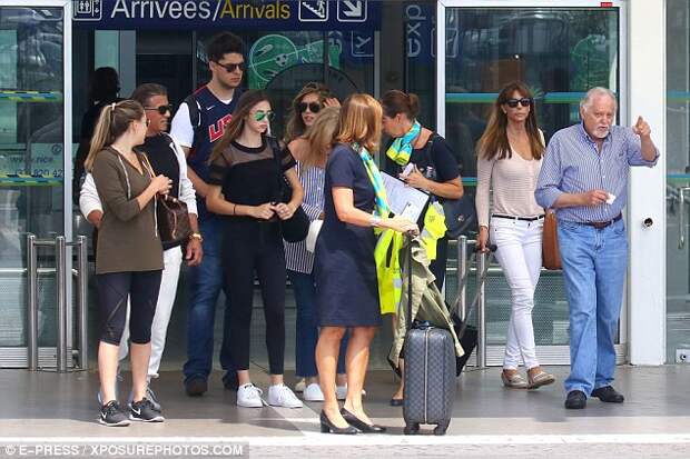 Entourage: The Hollywood veteran was joined by his glamorous wife Jennifer Flavin, 47, (second from left) and his daughters Sophia, Sistene, and Scarlet (left)