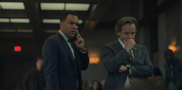O-T Fagbenle and Peter Sarsgaard in "Presumed Innocent," now streaming on Apple TV+.