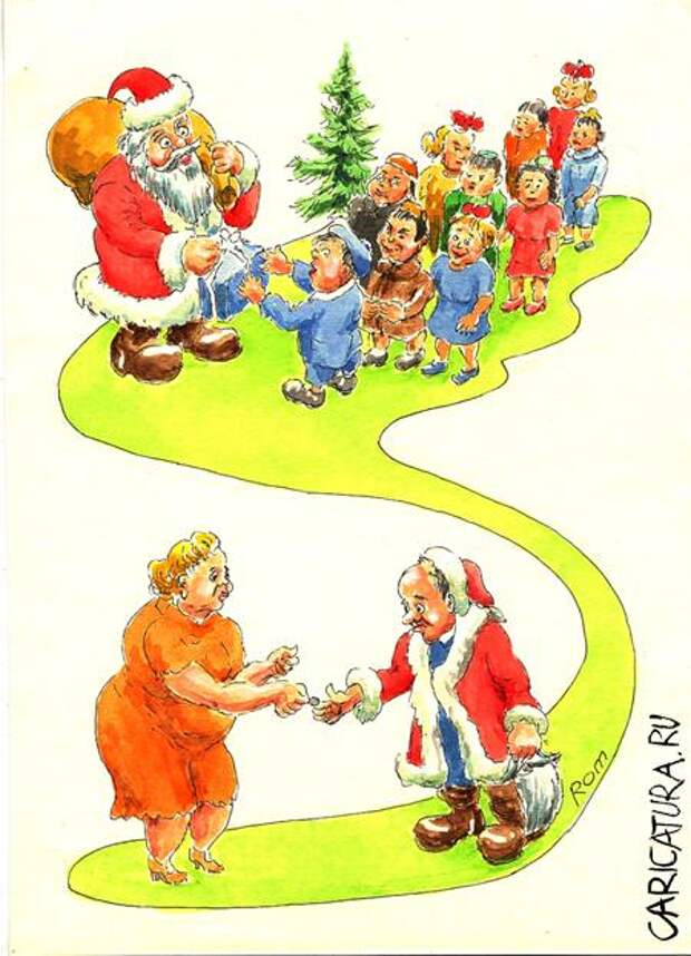 Карикатуры на новогоднюю тему (115 картинок)