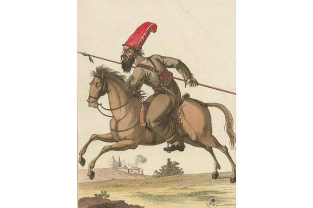 Французская карикатура «Сибирский казак», 1814 год 📷