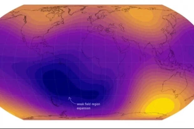 Ученые зафиксировали ускоренное расширение Южно-Атлантической аномалии