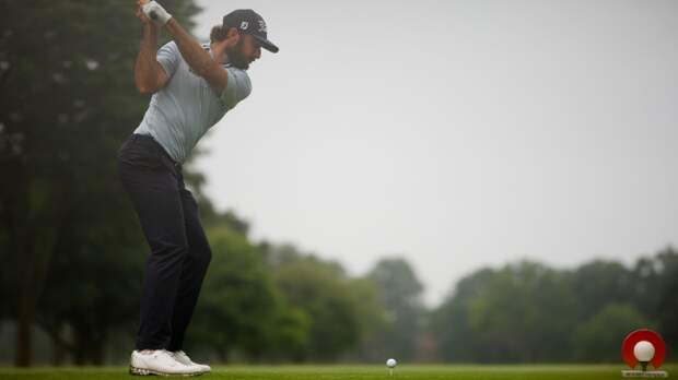 Max Homa tees off at the Rocket Mortgage Classic.