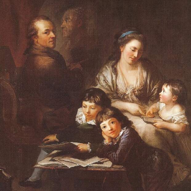 Автопортрет, Антон Графф и его семья (1785 год). Музей Оскара Рейнхарта в Винтертуре. Художник: Anton Graff. Автопортрет, Антон Графф и его семья (1785 год). Музей Оскара Рейнхарта в Винтертуре. Художник: Anton Graff.