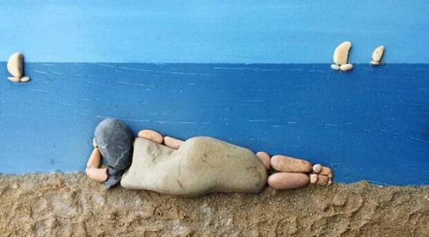 Картинки из пляжных камней Стефано Фурлани