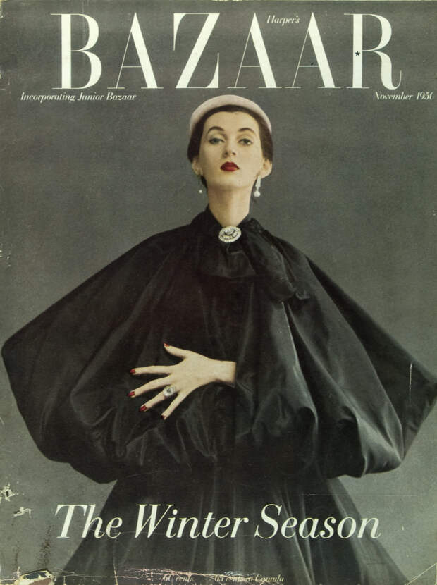 Довима в кейпе Balenciaga на обложке Harper's Bazaar, ноябрь 1950