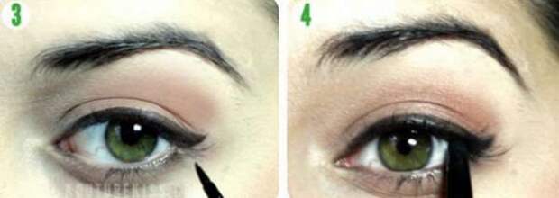 After clamping mi, use pale pink eye shadow shade to cover both upper eyelids. Bright pink colors will help you conceal defects tired eyes, help "door soul" to add more rounds. Continue brown eye shadow blush covered most. Attention focused on the tail of the eye to create depth to the eye. Use eyeliner to draw a border piece on the eyelids, eye tail painted straight forward about 45 degrees to form cattails as shown.
