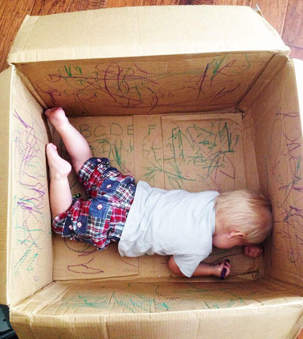Большая пустая коробка - отличный тренажер для художественного творчества! воспитание, дети, советы, хитрости