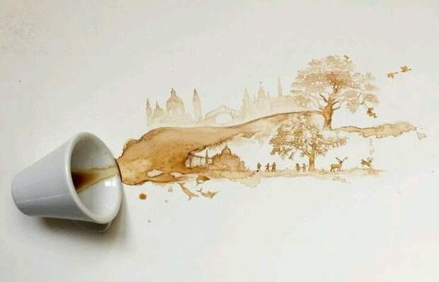 Рисунки с помощью кофейных пятен